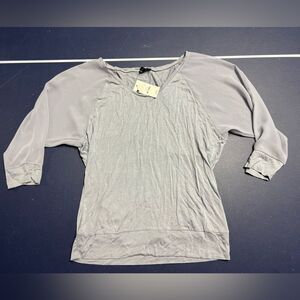 Express medium gray shirt 3/4 sleeve sheer brand new with tags